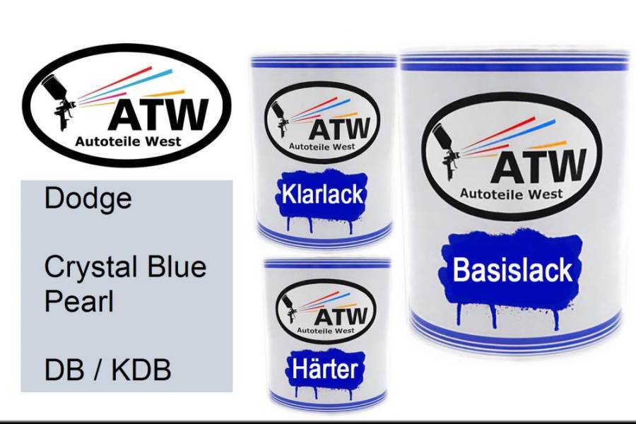 Dodge, Crystal Blue Pearl, DB / KDB: 1L Lackdose + 1L Klarlack + 500ml Härter - Set, von ATW Autoteile West.
